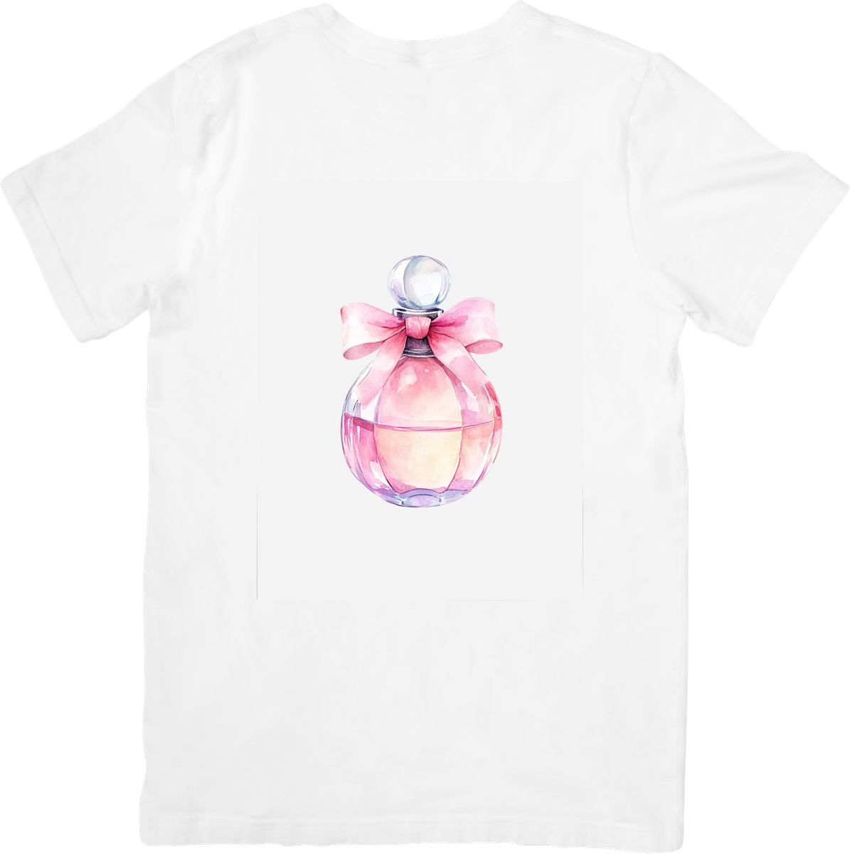 Pink Perfume Bottle T-Shirt | Watercolor Glam Fragrance Graphic Tee | Feminine Beauty Gift