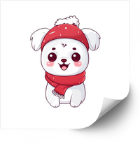 Thumbnail for Cute Kawaii Winter Puppy Hat Scarf Sticker | Christmas Dog Vinyl Decal