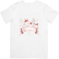 Thumbnail for Pink Watercolor Floral Banner T-Shirt | Soft Blush Flowers Graphic Tee | Feminine Botanical Gift