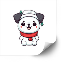 Thumbnail for Cute Kawaii Holly Hat Puppy Sticker | Winter Christmas Dog Vinyl Decal