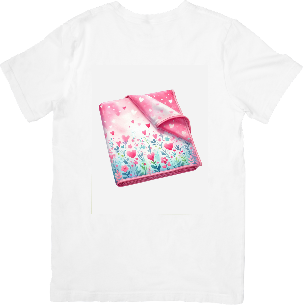 Floral Pocket Square T-Shirt | Pink Watercolor Flower Graphic Tee | Spring Garden Gift