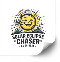 Thumbnail for Solar Eclipse Chaser 2024 Sticker | Y2K Funny Smiling Sun Mountain Vinyl Decal
