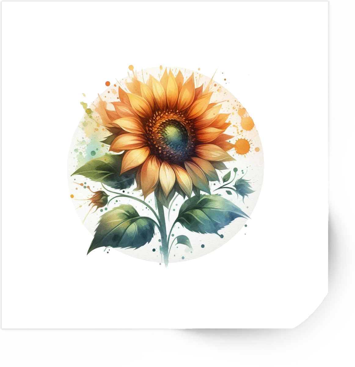 Watercolor Sunflower Sticker | Bright Floral Vinyl Decal | Botanical Nature Gift
