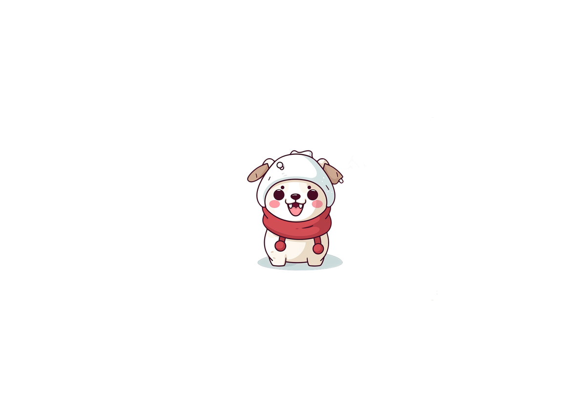 Kawaii Puppy In Hood Throw Pillow | Cute Winter Scarf Dog Decorative Pillow | Kids Room Gift