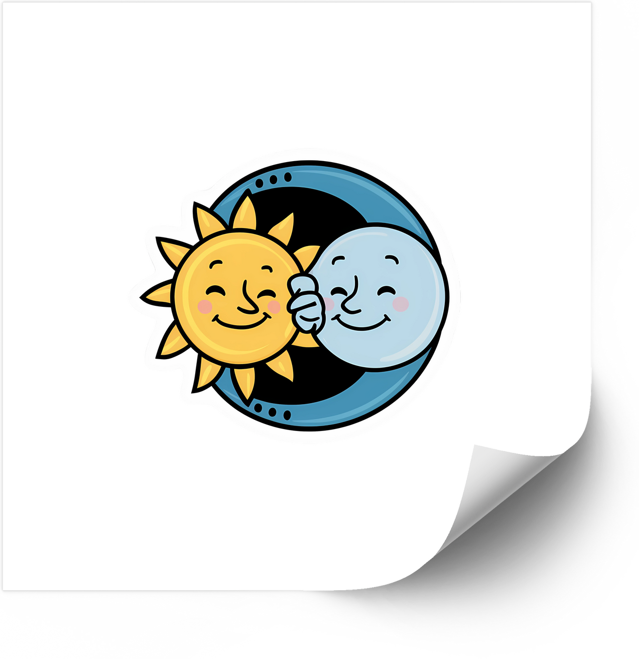 Happy Sun And Moon Friends Sticker | Y2K Cute Minimalist Celestial Vinyl Decal