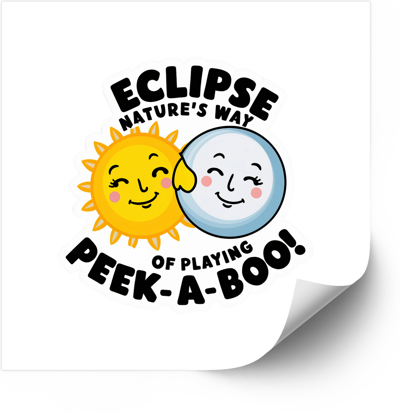 Eclipse Peek A Boo Sun And Moon Sticker | Y2K Funny Cute Celestial Vinyl Decal