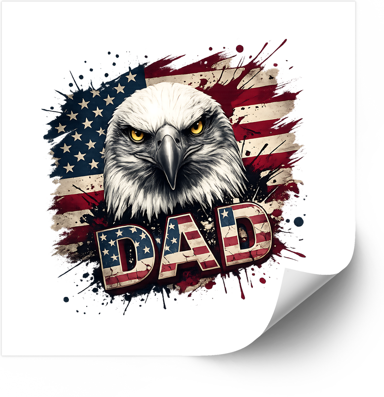American Flag Eagle Dad Sticker | Patriotic Bald Eagle Vinyl Decal | Father's Day Gift