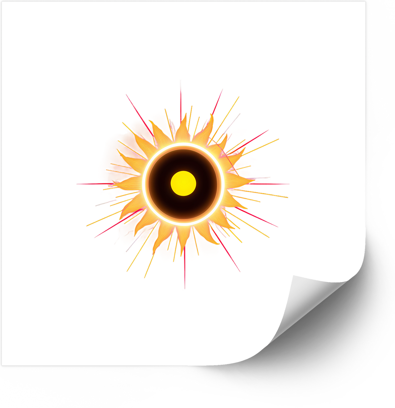 Solar Eclipse Abstract Sun Sticker | Bright Cosmic Burst Vinyl Decal
