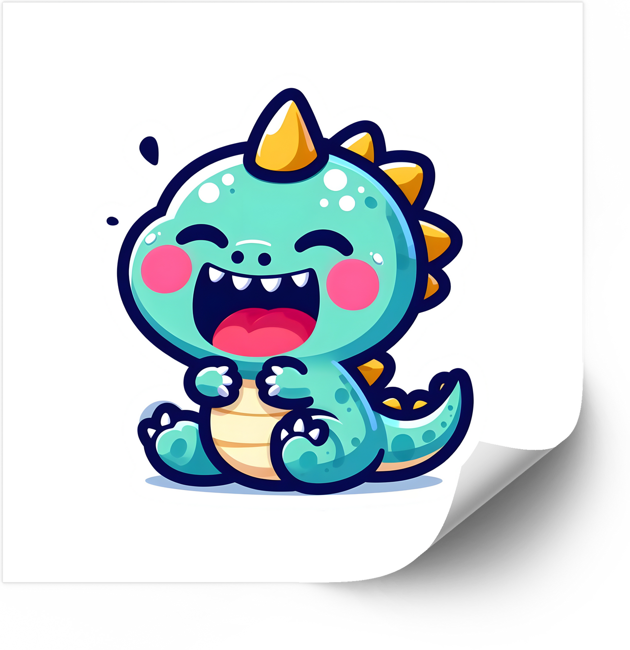 Laughing Baby Dinosaur Kawaii Sticker | Y2K Happy Cartoon Dino Vinyl Decal