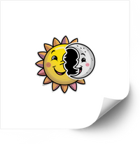 Thumbnail for Cute Sun And Moon Eclipse Cartoon Sticker | Kawaii Celestial Vinyl Decal