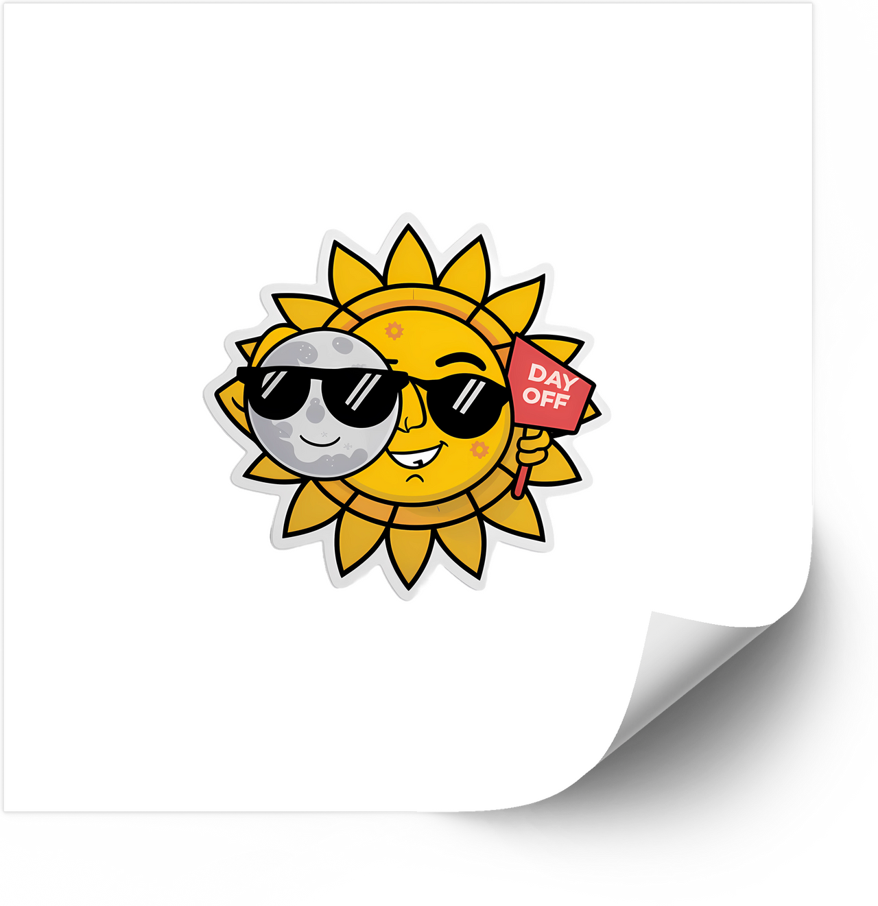 Sun And Moon Day Off Sticker | Funny Cartoon Celestial Vinyl Decal