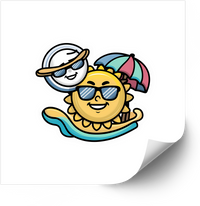Thumbnail for Sun And Moon Beach Vacation Sticker | Cute Summer Cartoon Vinyl Decal