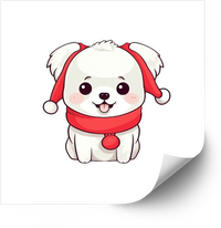 Thumbnail for Christmas Puppy Santa Hat Sticker | Kawaii Y2K Holiday Dog Vinyl Decal