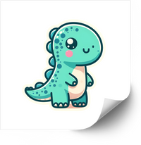 Thumbnail for Cute Kawaii Teal Dinosaur Baby Sticker | Adorable Smiling Dino Vinyl Decal