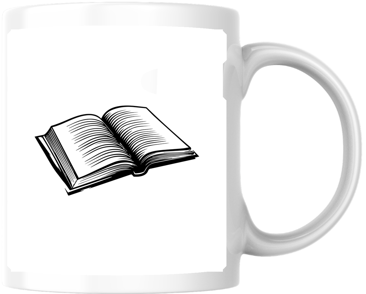 Open Book Sketch Mug | Vintage Reading Ink Coffee Mug | Book Lover Reader Gift