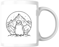 Thumbnail for Penguin Mountain Mug | Minimalist Line Art Coffee Mug | Cute Adventure Nature Gift