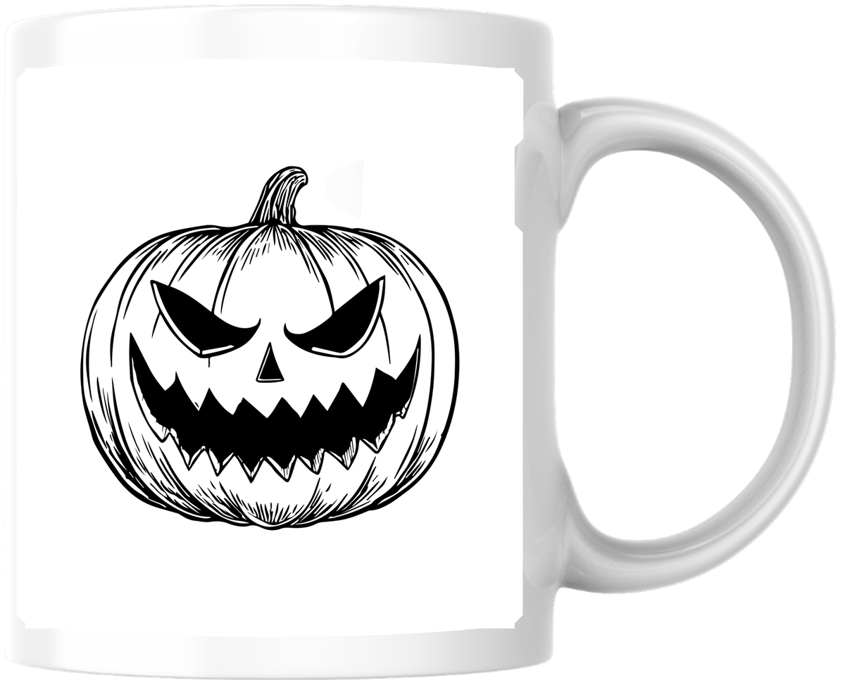 Scary Jack-O-Lantern Pumpkin Mug | Spooky Halloween Sketch Coffee Mug | Spooky Season Gift