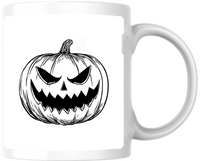 Thumbnail for Scary Jack-O-Lantern Pumpkin Mug | Spooky Halloween Sketch Coffee Mug | Spooky Season Gift