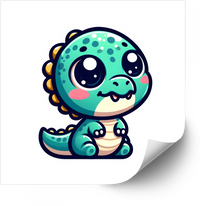 Thumbnail for Baby Dinosaur Kawaii Sticker | Y2K Cute Teal Dino Vinyl Decal