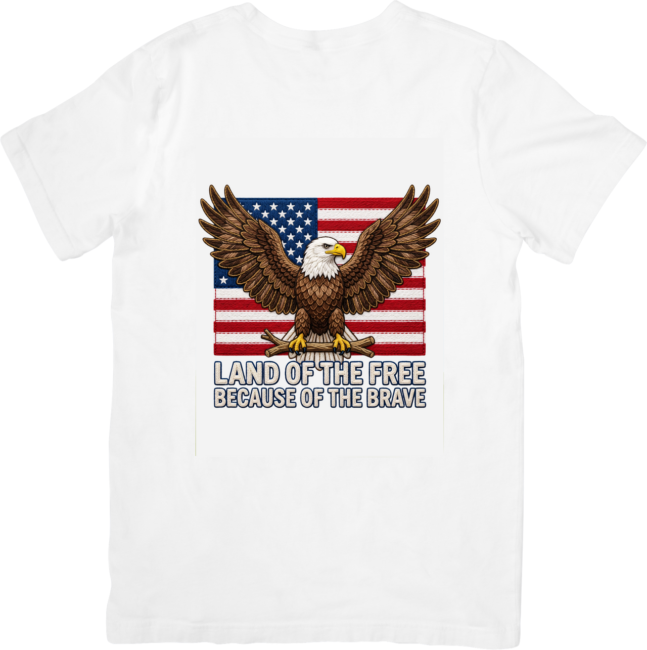 Land Of The Free Because Of The Brave Eagle T-Shirt | Patriotic American Flag Tee | USA Gift