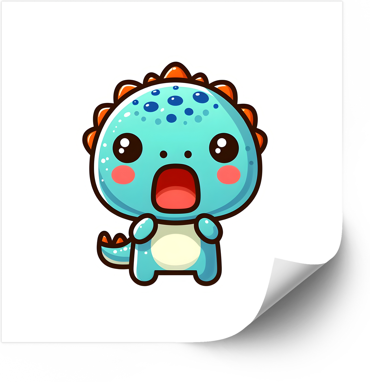 Surprised Kawaii Dinosaur Sticker | Cute Shocked Baby Dino Vinyl Decal