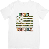 Thumbnail for Give Thanks Camo American Flag T-Shirt | Retro Patriotic Graphic Tee | Thanksgiving Gift