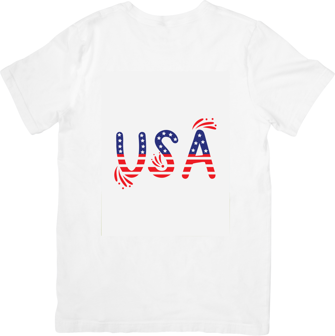 USA Patriotic Fireworks T-Shirt | American Flag Letters Graphic Tee | 4th Of July Gift