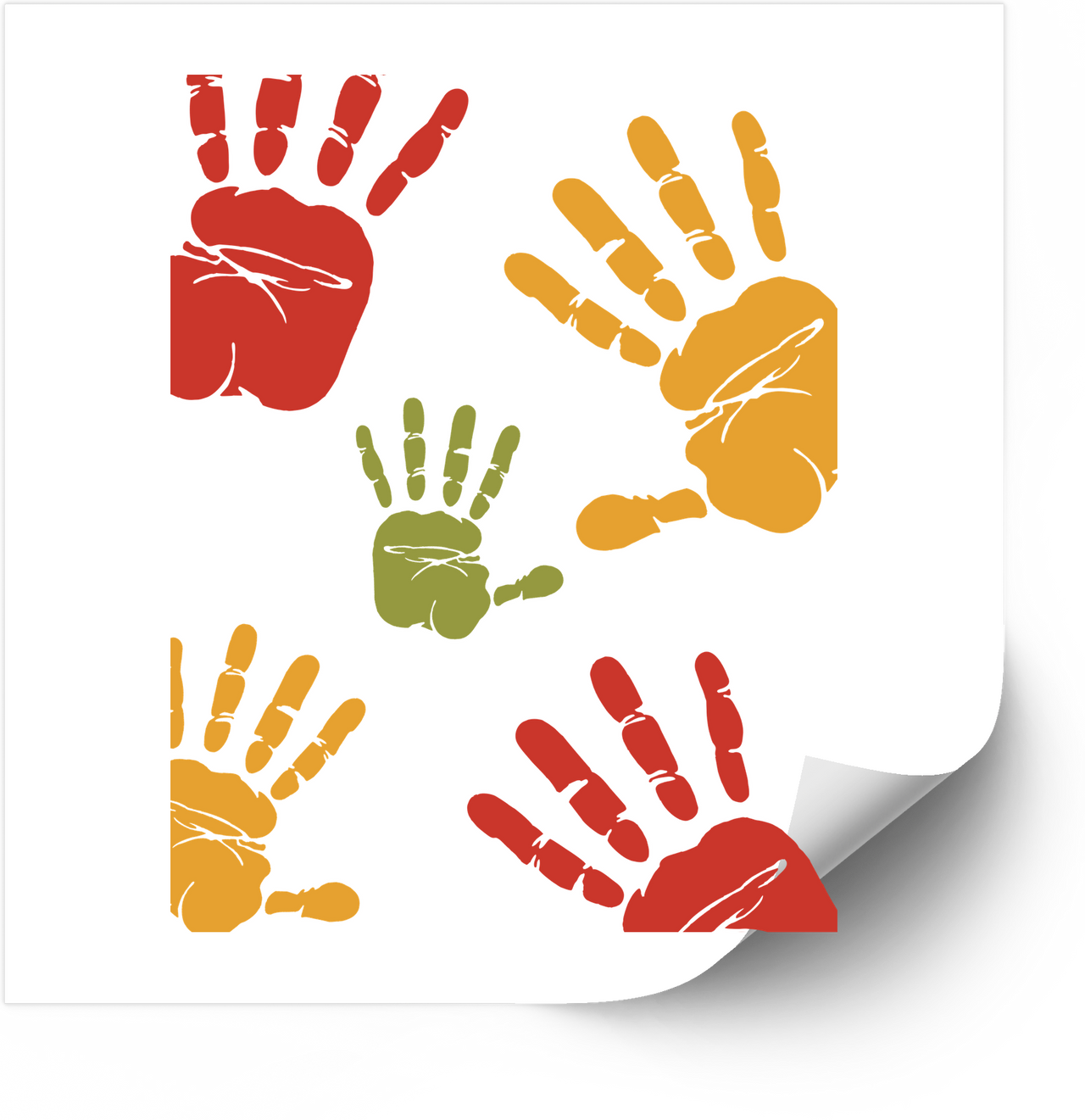 Colorful Handprints Art Sticker | Retro Hand Print Vinyl Decal