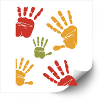 Thumbnail for Colorful Handprints Art Sticker | Retro Hand Print Vinyl Decal