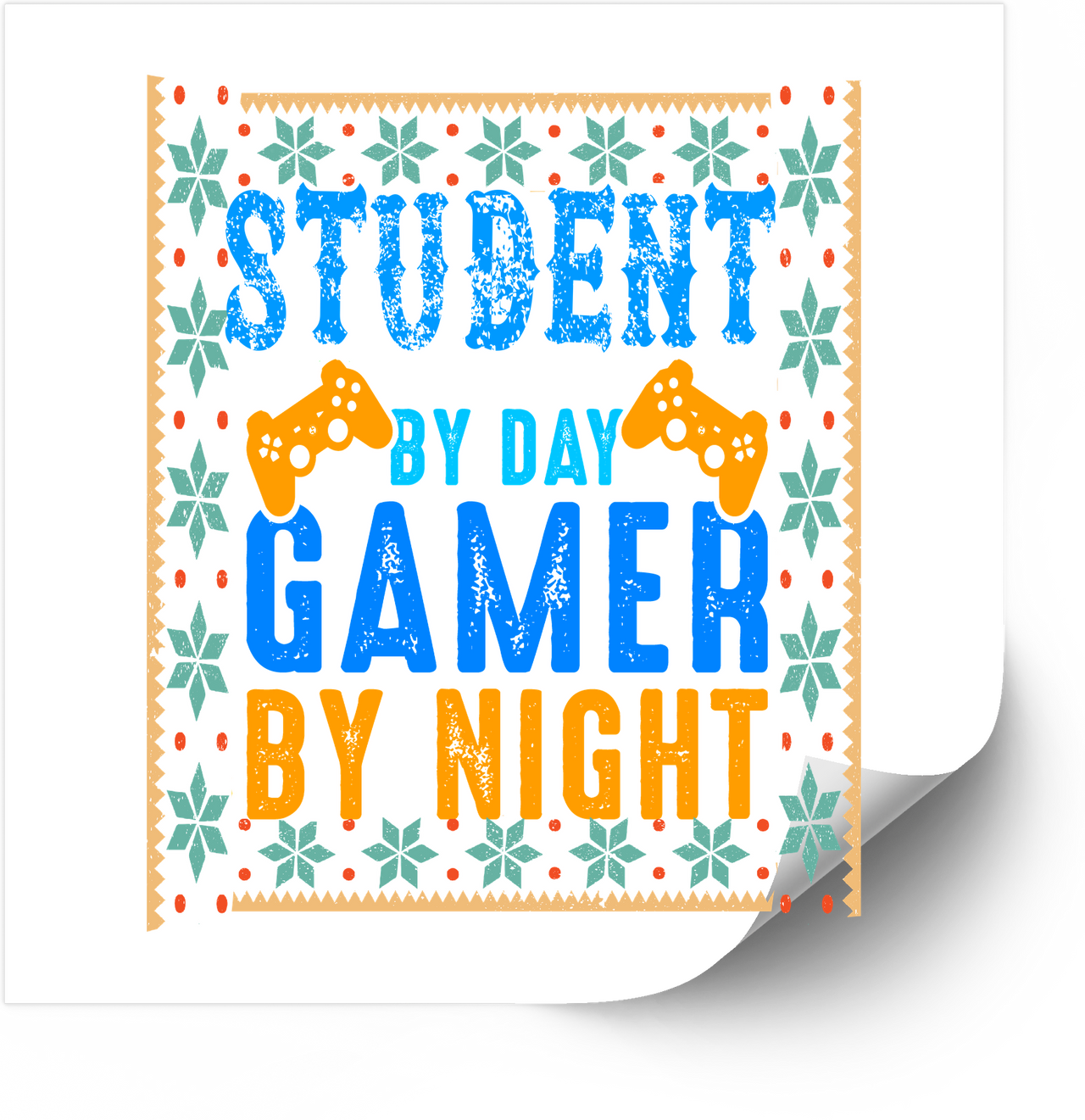 Student By Day Gamer By Night Sticker | Funny Christmas Sweater Gaming Vinyl Decal