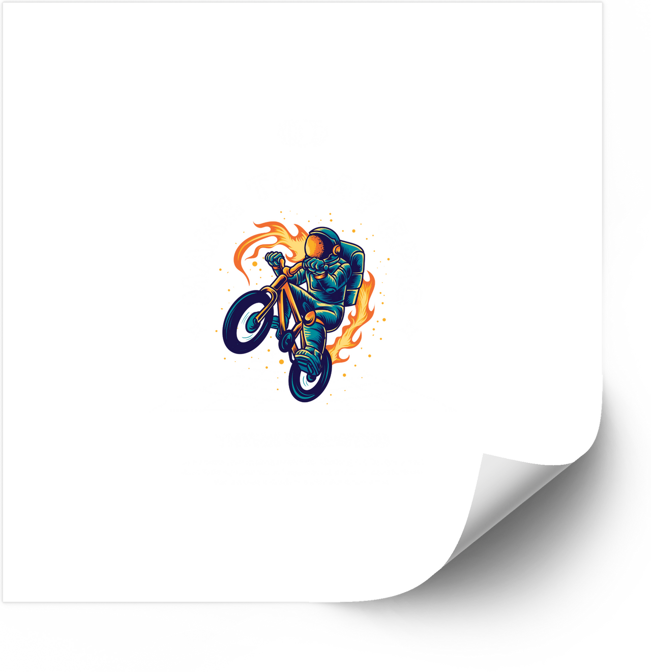 Astronaut On Flaming BMX Bike Sticker | Cool Cosmic Space Rider Vinyl Decal