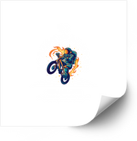 Thumbnail for Astronaut On Flaming BMX Bike Sticker | Cool Cosmic Space Rider Vinyl Decal