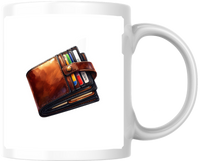 Thumbnail for Leather Wallet Mug | Classic Brown Billfold Coffee Mug | Money Finance Lover Gift