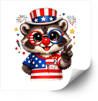 Thumbnail for Patriotic Raccoon Peace Sign Sticker | Y2K Funny Fourth of July American Flag Vinyl Decal