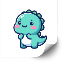 Thumbnail for Cute Kawaii Teal Dinosaur Sticker | Adorable Baby Dino Vinyl Decal