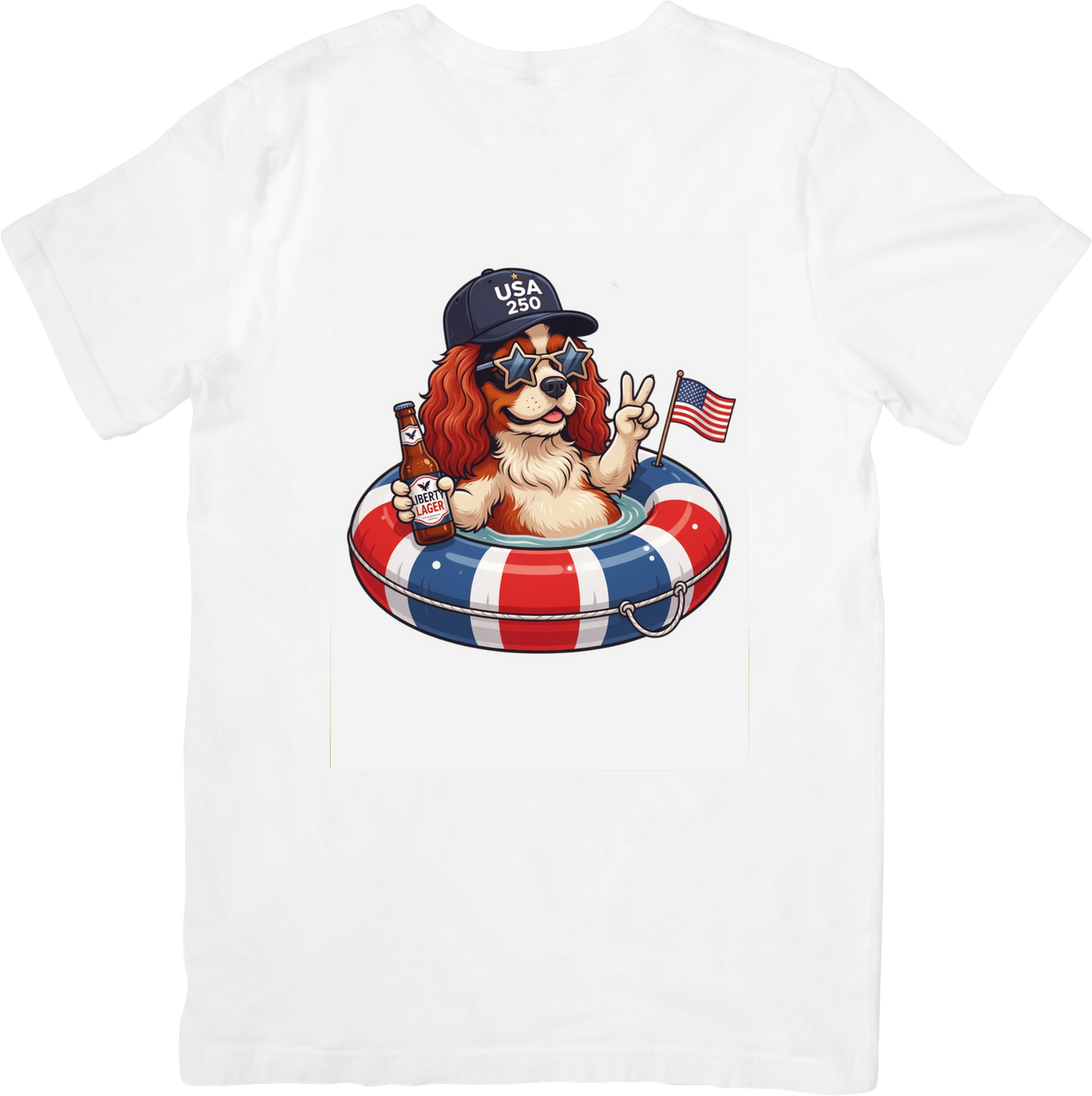 Cavalier King Charles Spaniel USA T-Shirt | Patriotic Y2K Fourth of July Dog Graphic Tee | Dog Lover Gift