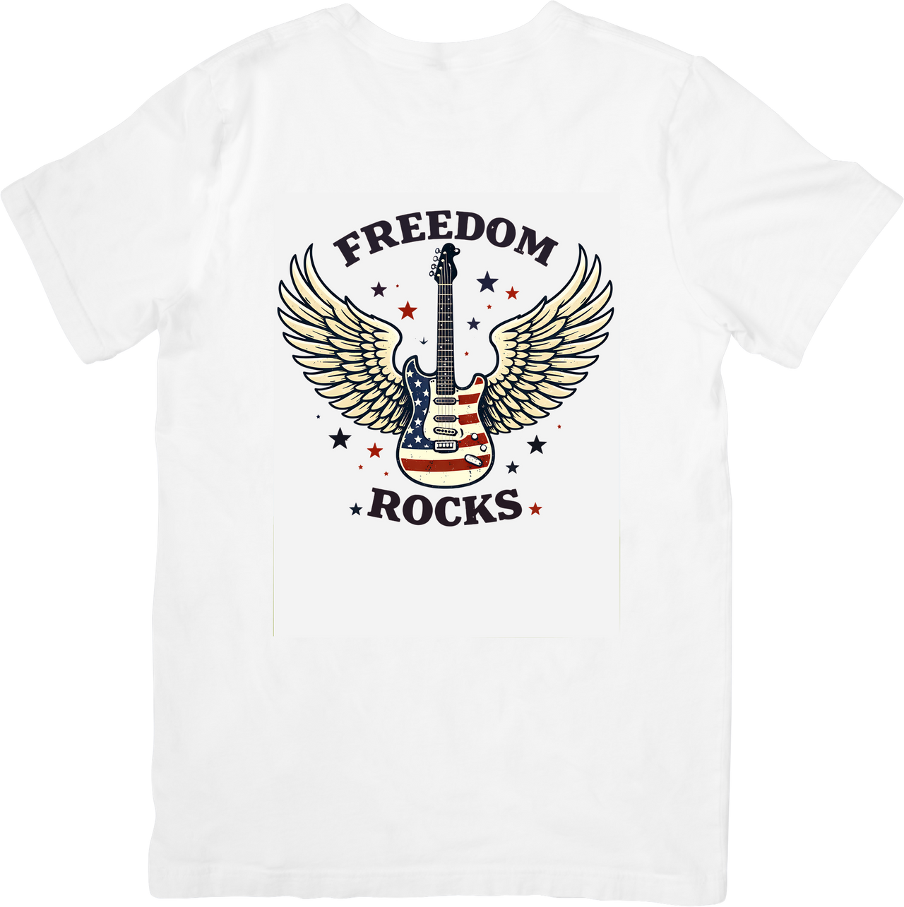 Freedom Rocks Guitar T-Shirt | Patriotic Y2K American Eagle Music Graphic Tee | Fourth of July Gift