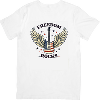 Thumbnail for Freedom Rocks Guitar T-Shirt | Patriotic Y2K American Eagle Music Graphic Tee | Fourth of July Gift