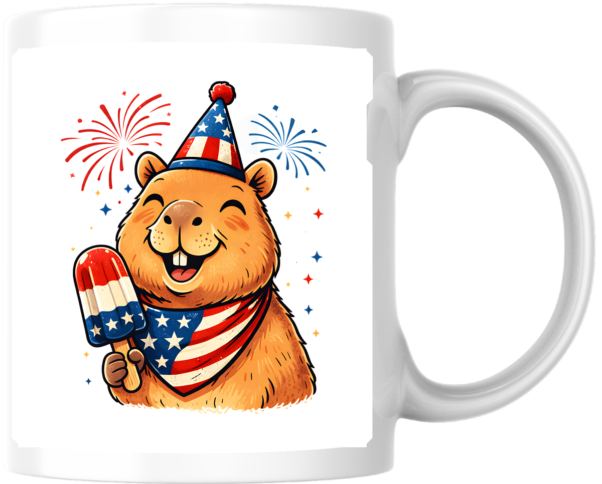 Patriotic Capybara Mug | Cute 4th Of July Popsicle Coffee Mug | American Pride Gift