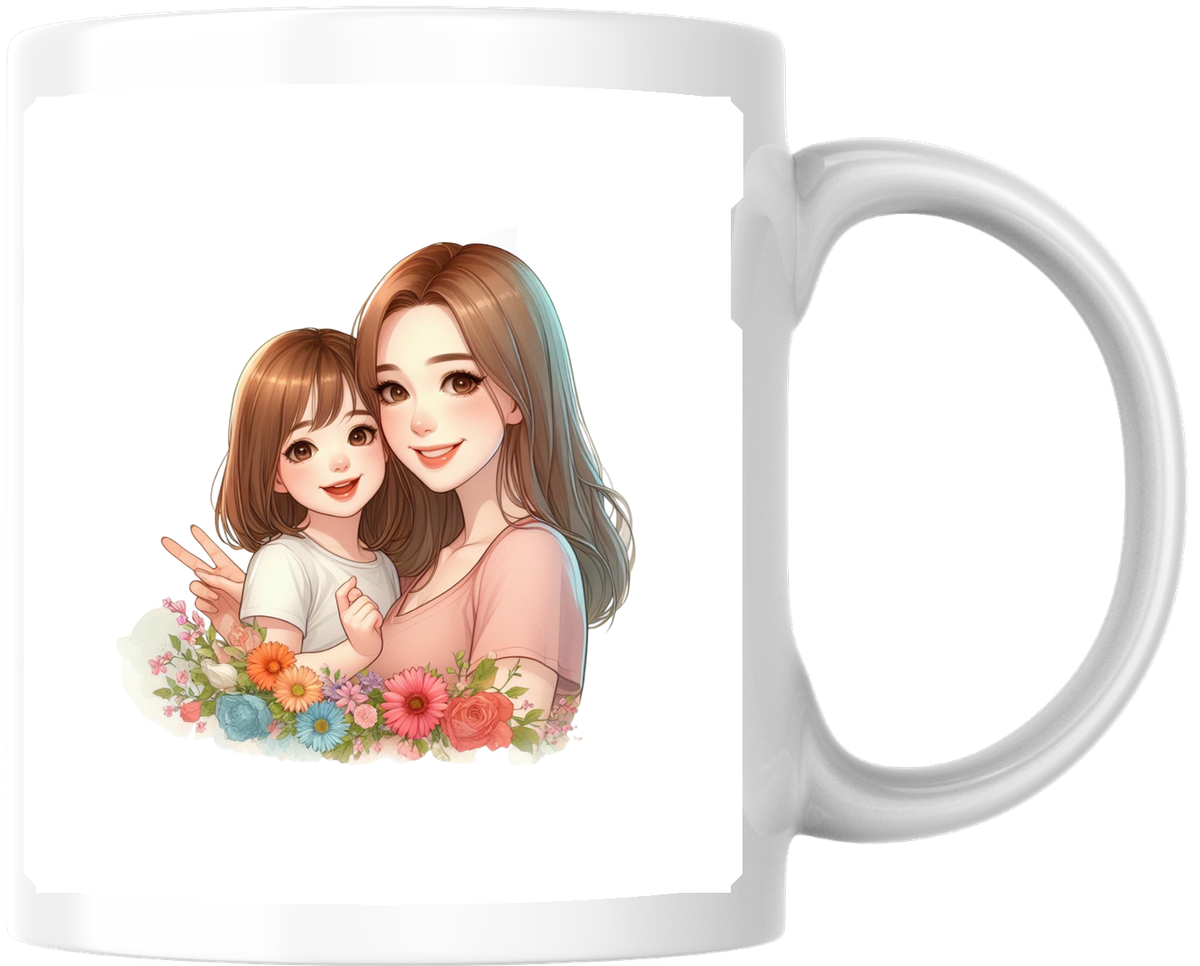 Mother And Daughter Floral Mug | Sweet Mom Hug Coffee Mug | Mother's Day Gift