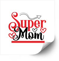 Thumbnail for Super Mom Hearts Arrow Sticker | Y2K Cute Red Script Appreciation Vinyl Decal