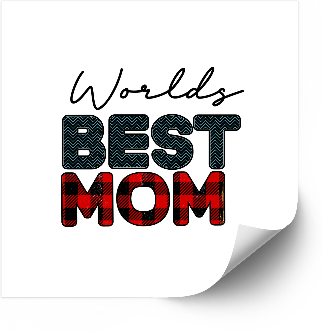 Worlds Best Mom Plaid Sticker | Cute Mom Quote Vinyl Decal | Mother's Day Gift