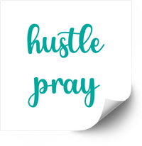 Thumbnail for Hustle Pray Teal Script Sticker | Motivational Faith Vinyl Decal