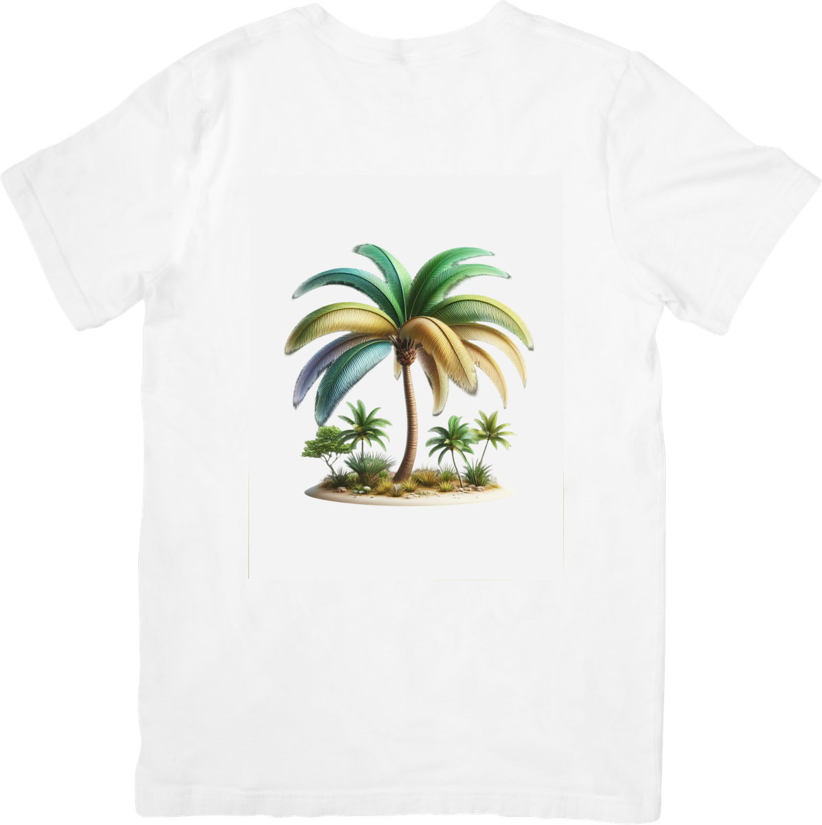 Tropical Palm Tree Island T-Shirt | Watercolor Beach Paradise Graphic Tee | Summer Vacation Gift