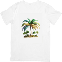 Thumbnail for Tropical Palm Tree Island T-Shirt | Watercolor Beach Paradise Graphic Tee | Summer Vacation Gift