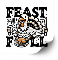 Thumbnail for Feast Full Turkey Sticker | Retro Thanksgiving Foodie Vinyl Decal | Funny Holiday Gift